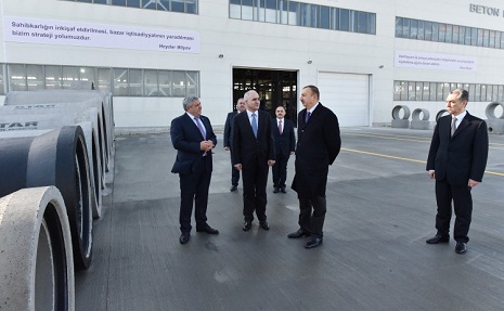 Azerbaijani President attended the opening of a concrete plant in Sumgayit - PHOTOS